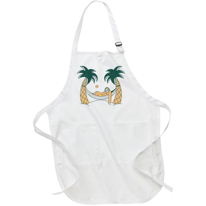 Lazy Sloth Vacation Palm Tree Full-Length Apron With Pocket