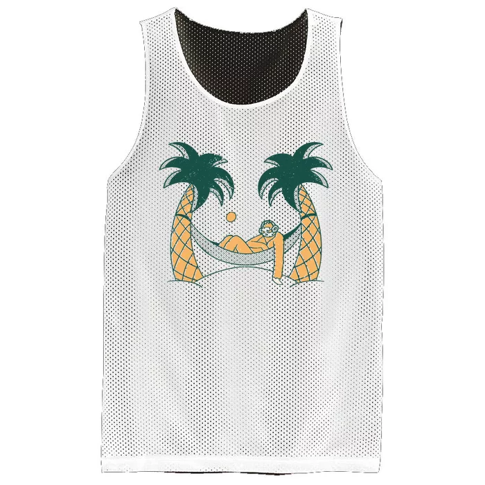 Lazy Sloth Vacation Palm Tree Mesh Reversible Basketball Jersey Tank