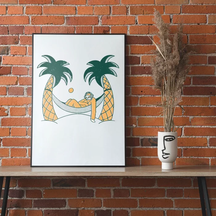 Lazy Sloth Vacation Palm Tree Poster