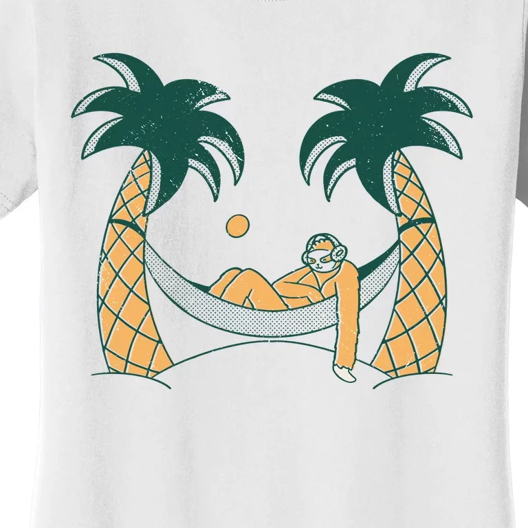 Lazy Sloth Vacation Palm Tree Women's T-Shirt