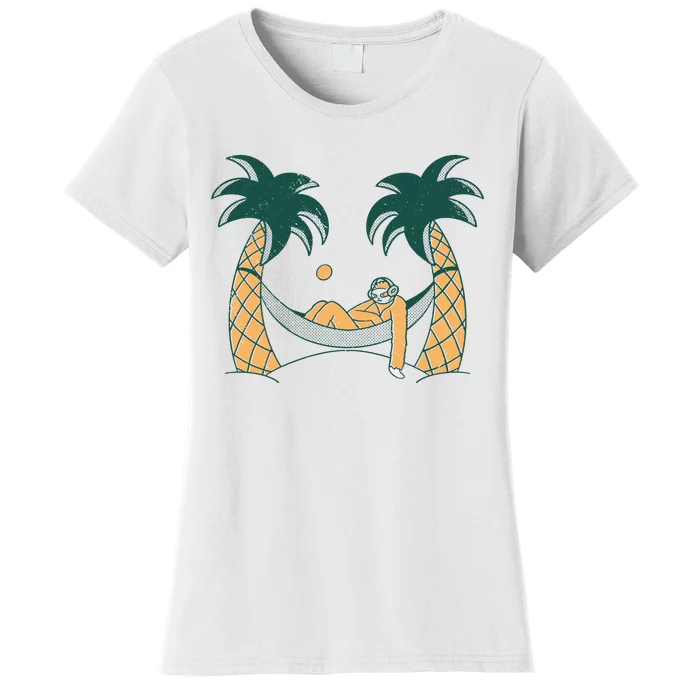 Lazy Sloth Vacation Palm Tree Women's T-Shirt