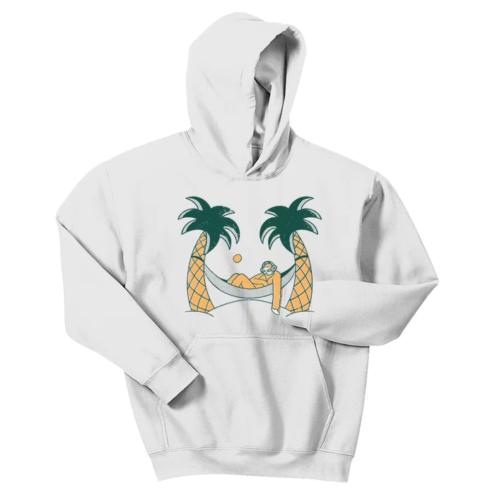 Lazy Sloth Vacation Palm Tree Kids Hoodie