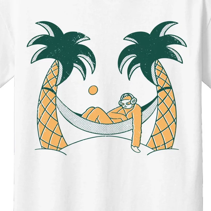 Lazy Sloth Vacation Palm Tree Kids T-Shirt