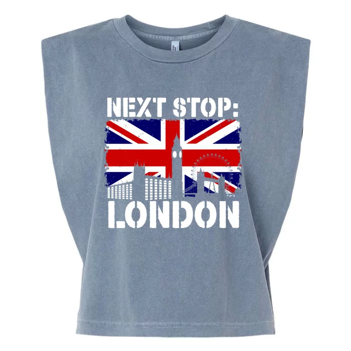 London Summer Vacation Trip Next Stop Vacay Vibes European Funny Gift Garment-Dyed Women's Muscle Tee