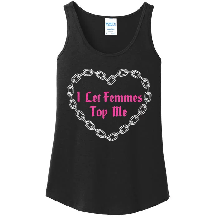 Lesbian Subtle Wlw Queer Lgbt Pride I Let Femmes Top Me Ladies Essential Tank