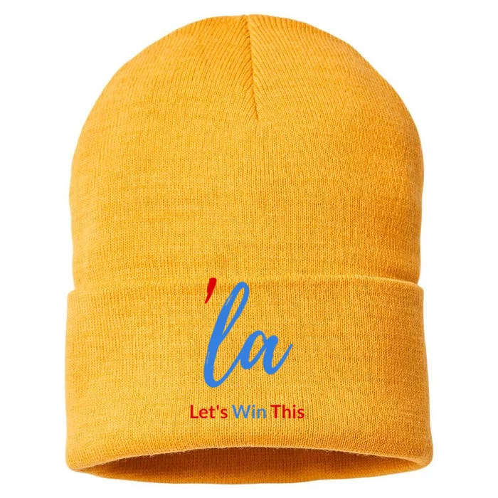 La Script With Comma Kamala LetS Win This Sustainable Knit Beanie