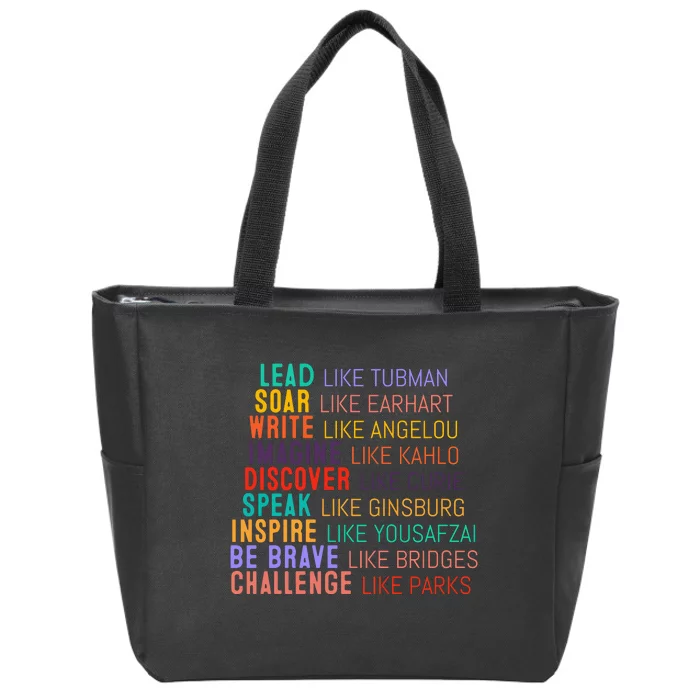 Lead Soar Write Inspire Women History Month Zip Tote Bag