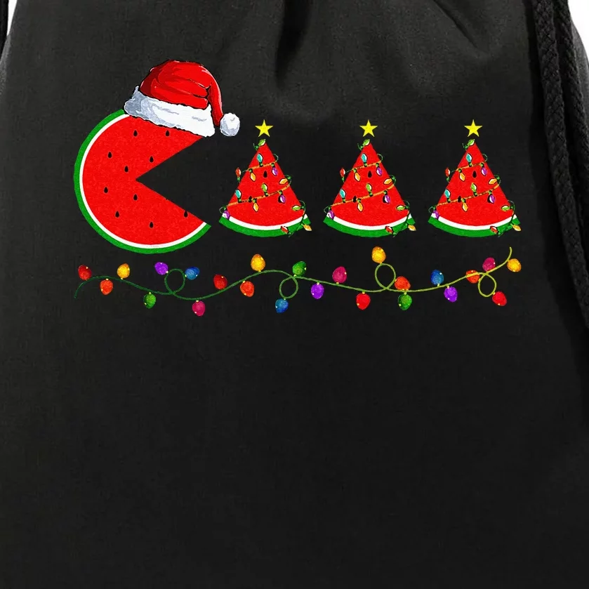 Lighting Santa Watermelon Xmas Tree Christmas In July Drawstring Bag