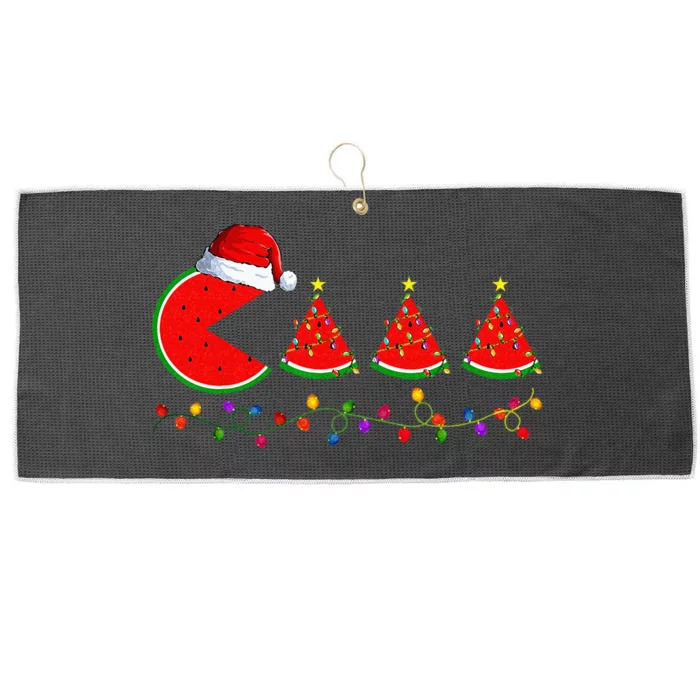 Lighting Santa Watermelon Xmas Tree Christmas In July Large Microfiber Waffle Golf Towel