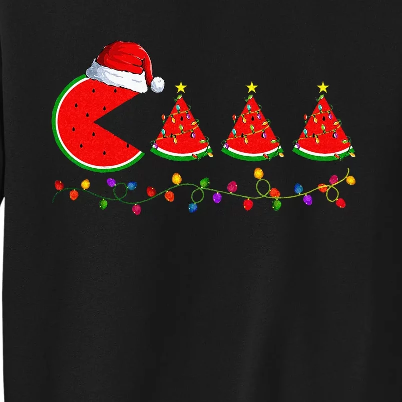 Lighting Santa Watermelon Xmas Tree Christmas In July Tall Sweatshirt