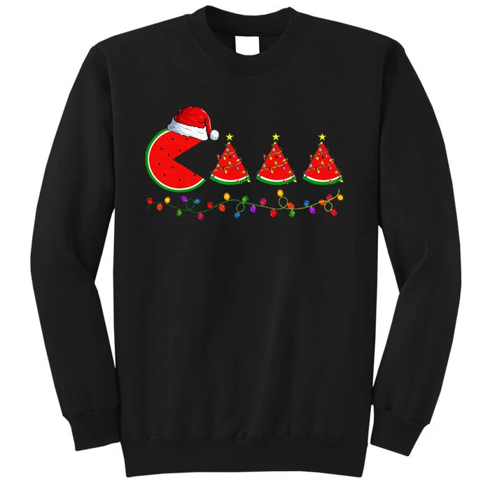 Lighting Santa Watermelon Xmas Tree Christmas In July Tall Sweatshirt