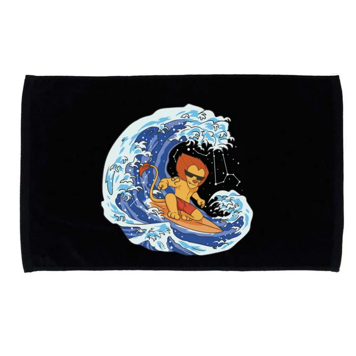 Lion Surfing Wave Microfiber Hand Towel