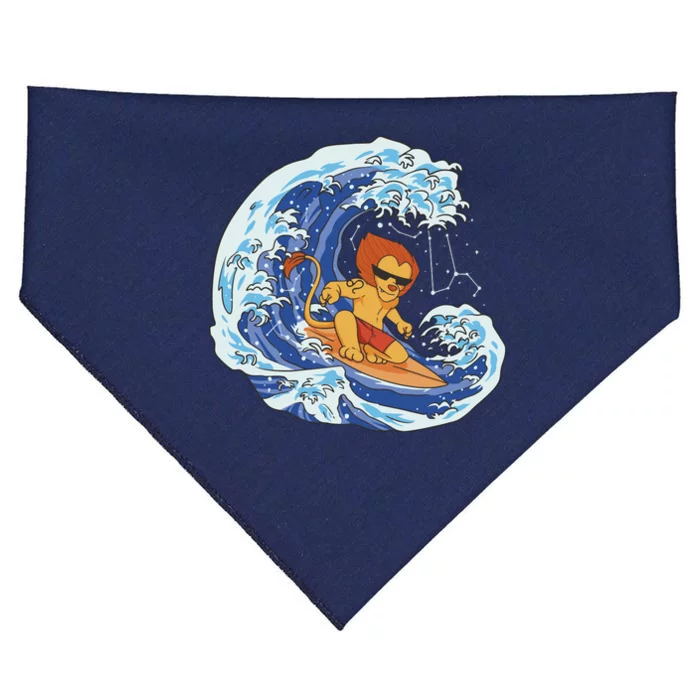 Lion Surfing Wave USA-Made Doggie Bandana