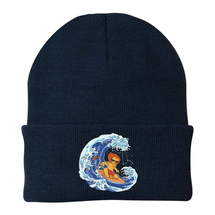 Lion Surfing Wave Knit Cap Winter Beanie