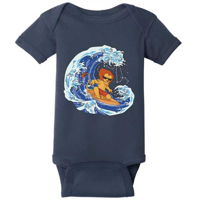 Lion Surfing Wave Baby Bodysuit