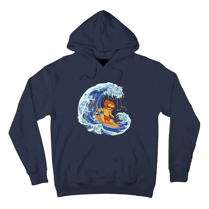 Lion Surfing Wave Tall Hoodie