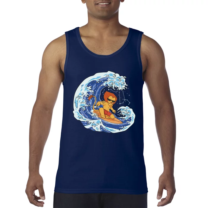 Lion Surfing Wave Tank Top