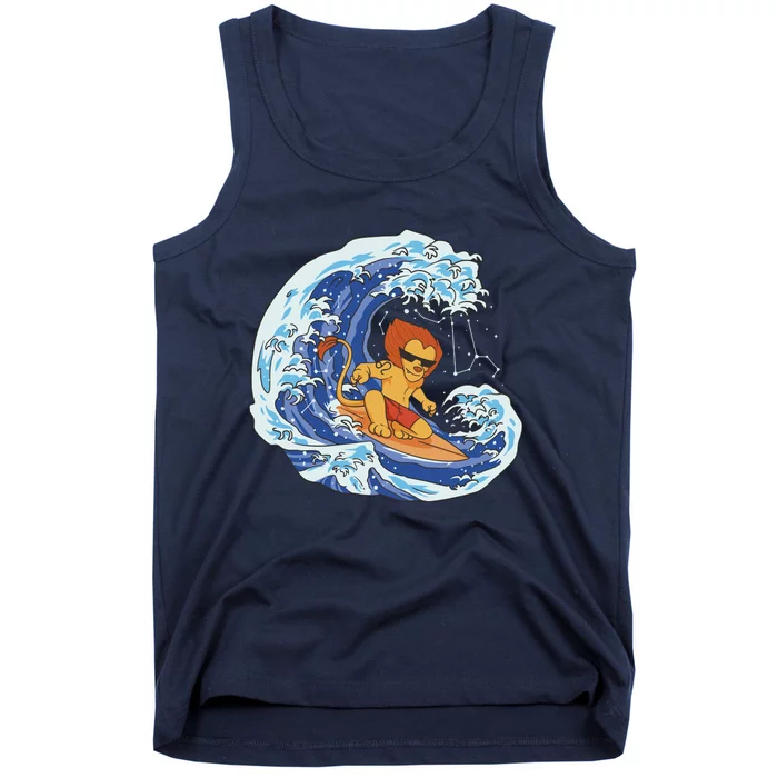 Lion Surfing Wave Tank Top