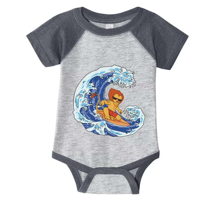 Lion Surfing Wave Infant Baby Jersey Bodysuit