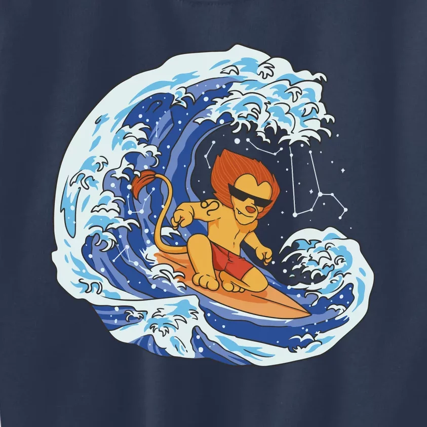 Lion Surfing Wave Kids Sweatshirt