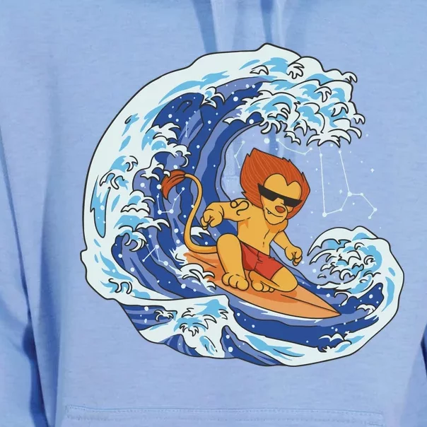 Lion Surfing Wave Unisex Surf Hoodie