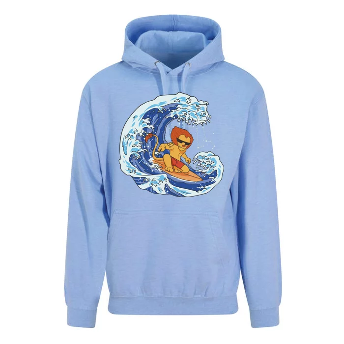 Lion Surfing Wave Unisex Surf Hoodie