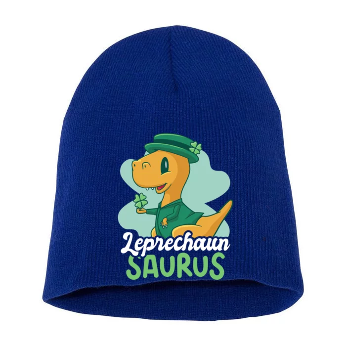 Leprechaun Saurus With A Dinosaur For St Patrick's Day Gift Short Acrylic Beanie