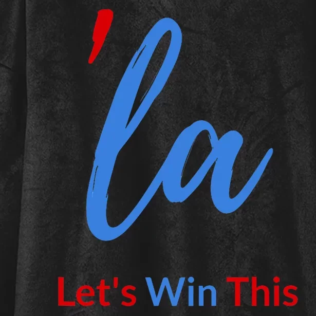 La Script With Comma Kamala LetS Win This Hooded Wearable Blanket