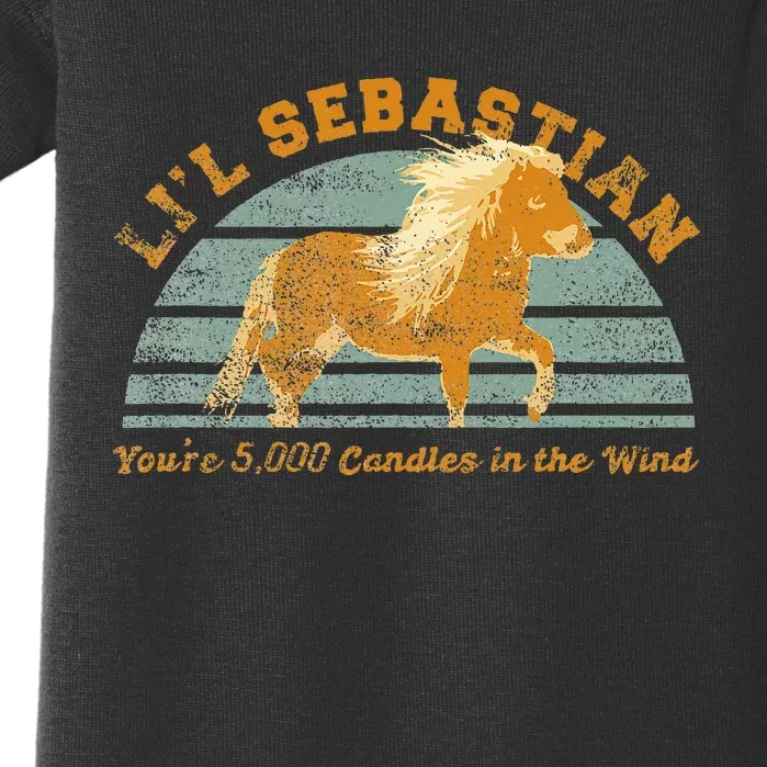 LiL Sebastian YouRe 5000 Candles In The Wind Horse Fan Baby Bodysuit