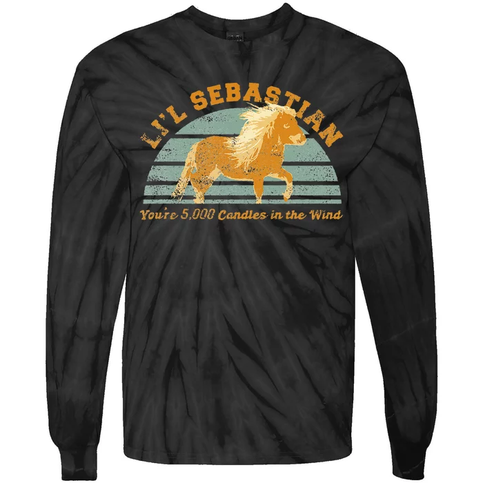 Lil Sebastian Youre 5000 Candles In The Wind Horse Fan Tie-Dye Long Sleeve Shirt