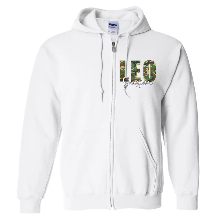 Leo Season Zodiac Birthday Camo Full Zip Hoodie