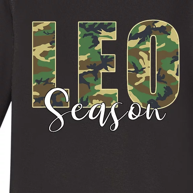 Leo Season Zodiac Birthday Camo Baby Long Sleeve Bodysuit