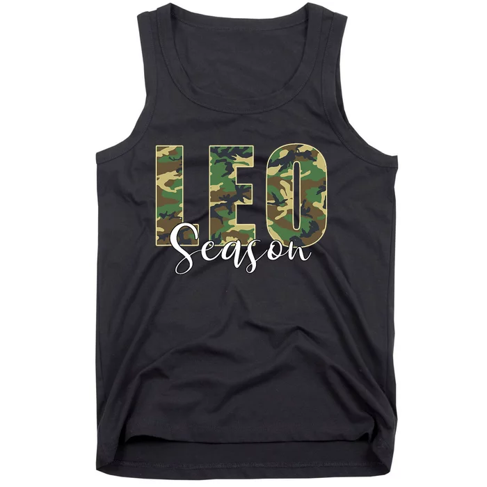 Leo Season Zodiac Birthday Camo Tank Top