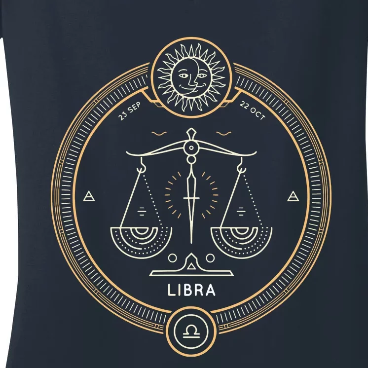 Libra Symbol Zodiac Sign Horoscope Astrology Women's V-Neck T-Shirt