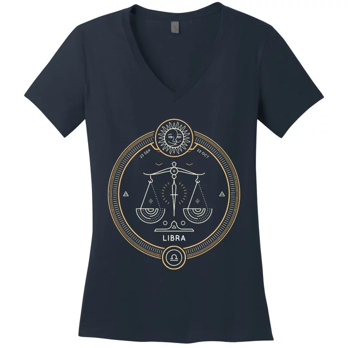 Libra Symbol Zodiac Sign Horoscope Astrology Women's V-Neck T-Shirt