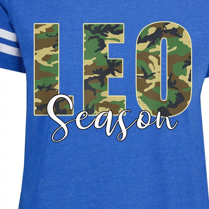 Leo Season Zodiac Birthday Camo Enza Ladies Jersey Football T-Shirt