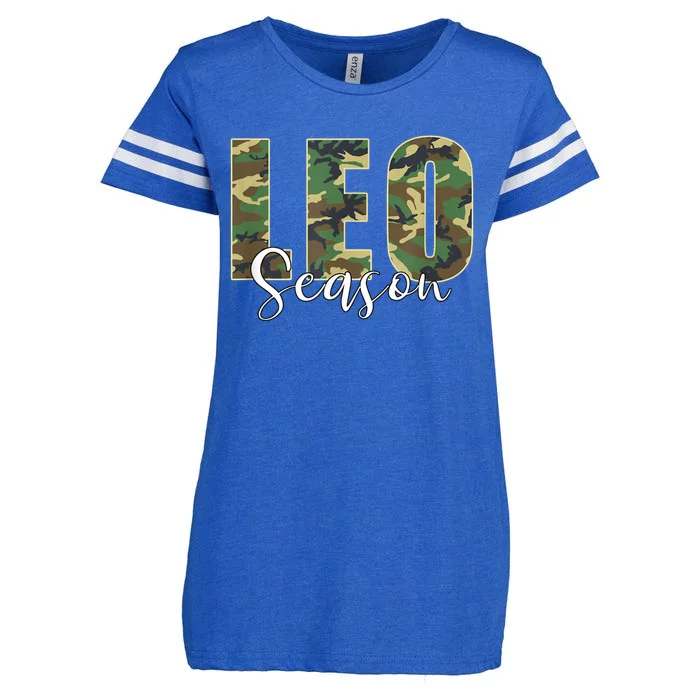 Leo Season Zodiac Birthday Camo Enza Ladies Jersey Football T-Shirt