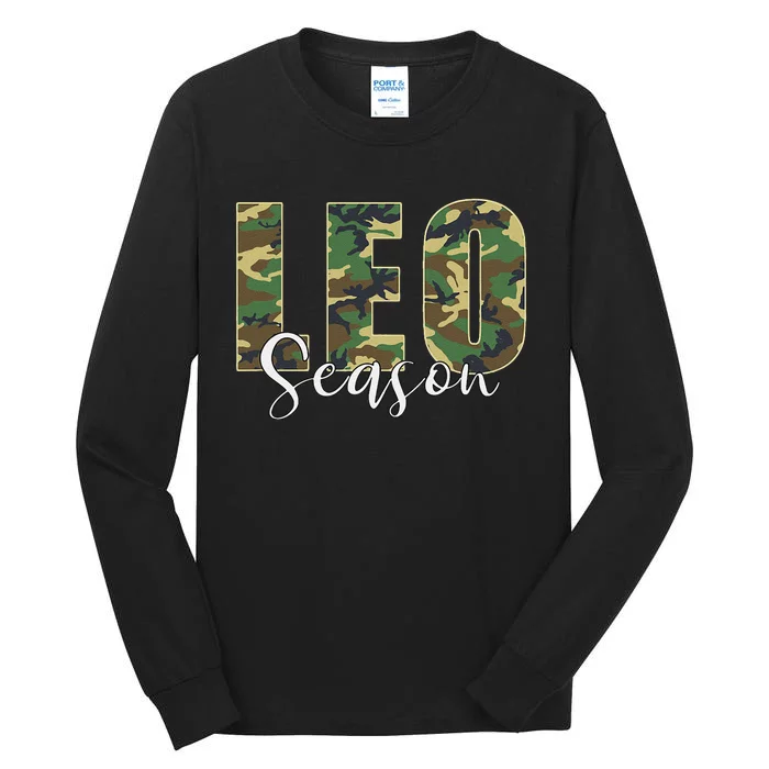 Leo Season Zodiac Birthday Camo Gift Tall Long Sleeve T-Shirt