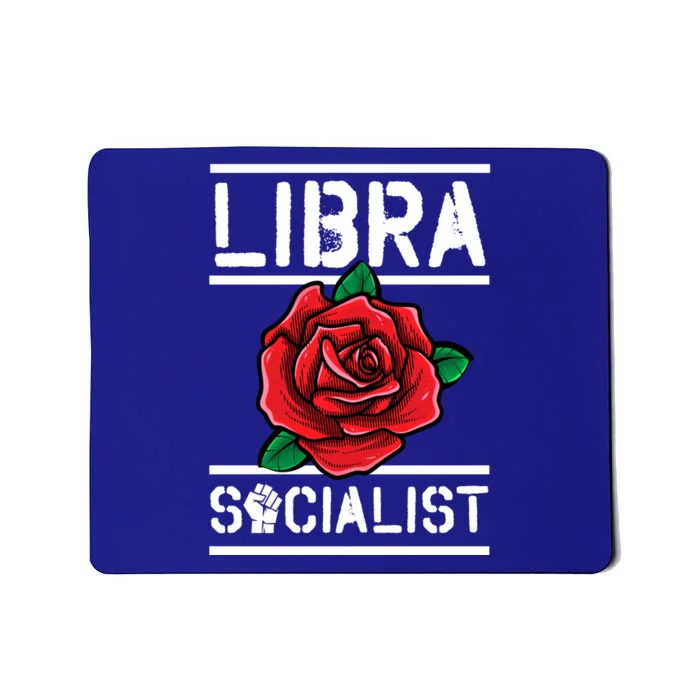 Libra Socialist Zodiac Sign Floral Red Rose Leftist Gift Mousepad