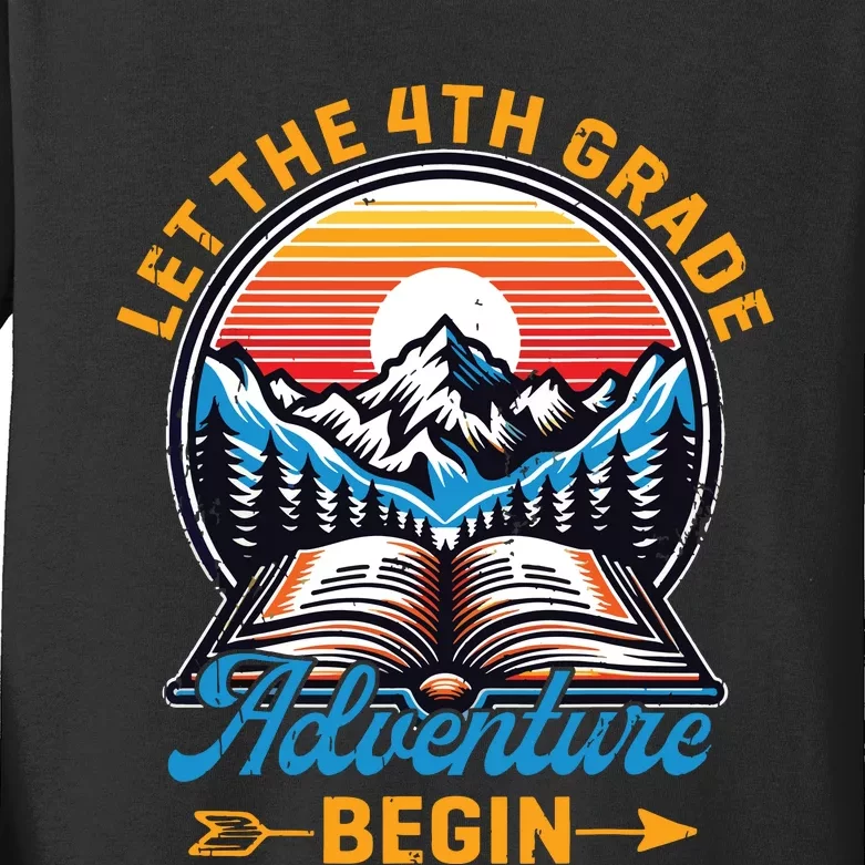 Let The 4th Grade Adventure Begin Teacher Back To School Kids Long Sleeve Shirt