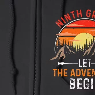 Let The 9th Grade Adventure Begin Ninth Grade Teacher Retro Full Zip Hoodie