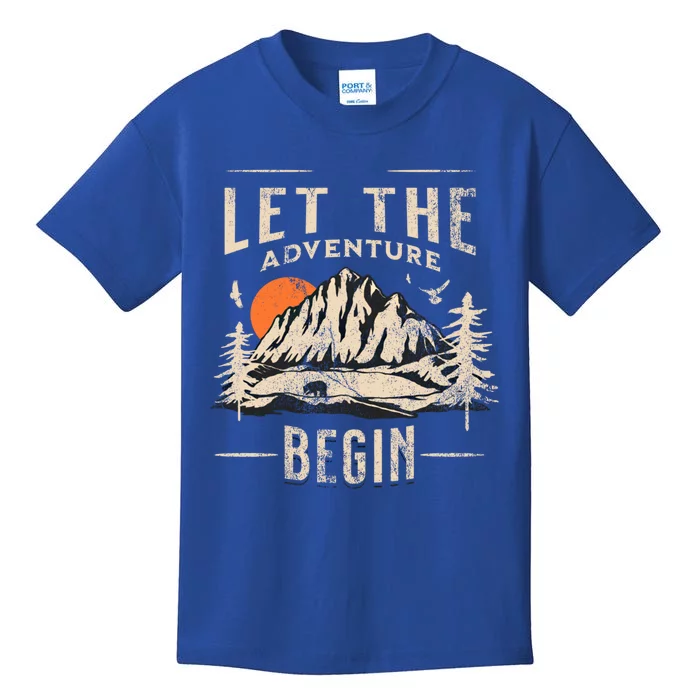 Let The Adventure Begin Trekking Hiking Vacay Vibes Gift Kids T-Shirt