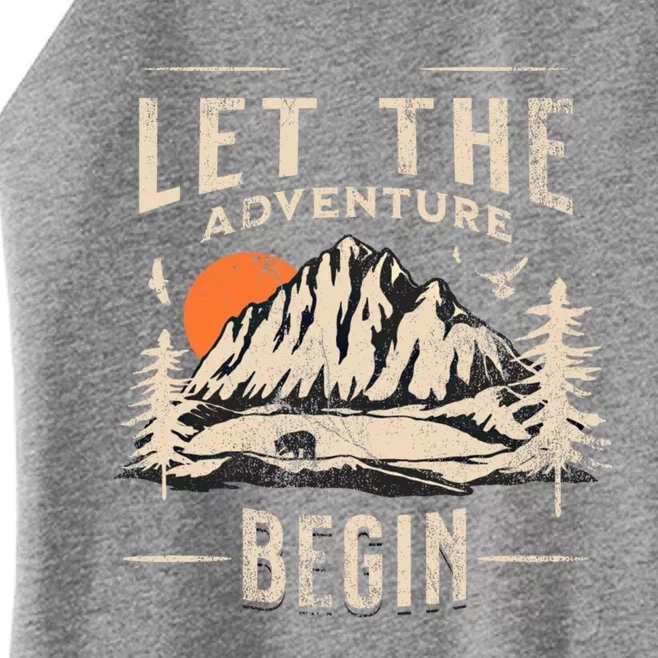 Let The Adventure Begin Trekking Hiking Vacay Vibes Gift Women’s Perfect Tri Rocker Tank