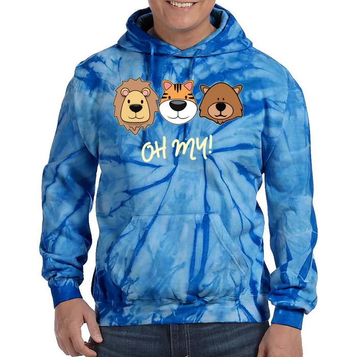 Lion Tiger And Bear Oh My Fun Jungle Zoo Animal Lover Gift Tie Dye Hoodie