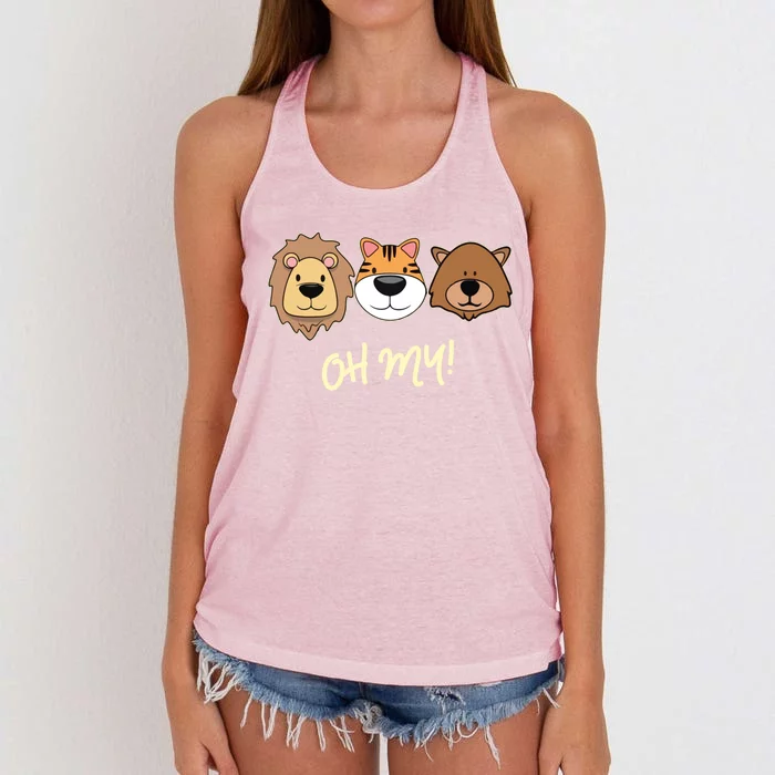 Lion Tiger And Bear Oh My Fun Jungle Zoo Animal Lover Gift Women's Knotted Racerback Tank