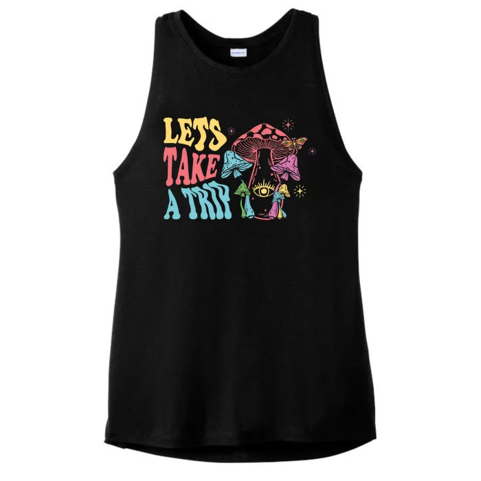 Lets Take A Trip Mushroom Colorful Ladies Tri-Blend Wicking Tank