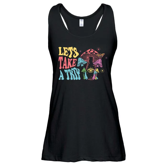 Lets Take A Trip Mushroom Colorful Ladies Essential Flowy Tank