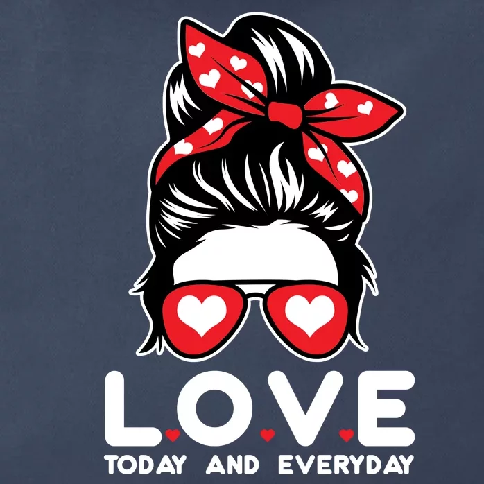 Love Today And Everyday Cute Valentine Hair Bun Zip Tote Bag