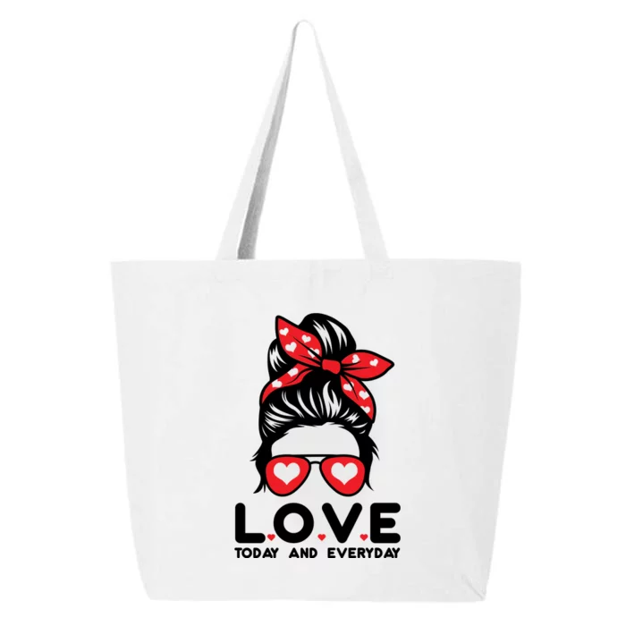 Love Today And Everyday Cute Valentine Hair Bun 25L Jumbo Tote