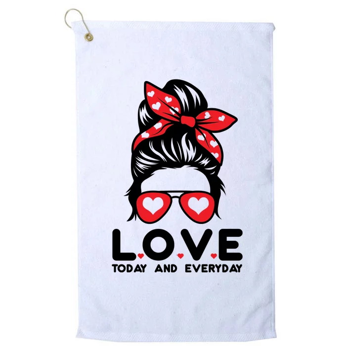 Love Today And Everyday Cute Valentine Hair Bun Platinum Collection Golf Towel